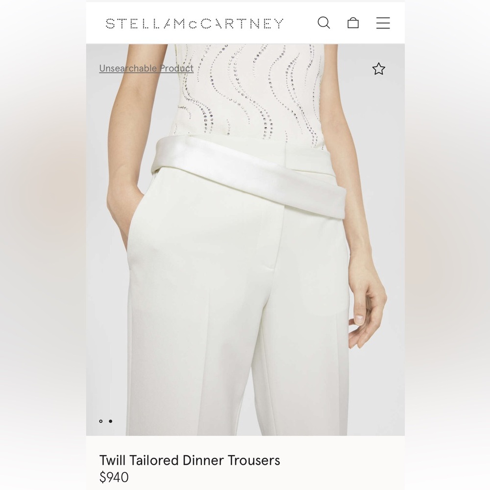 Stella McCartney Cream Twill Tailored Dinner Trousers